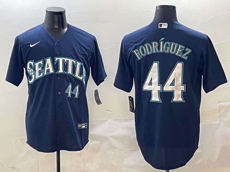 Men Seattle Mariners 44 Rodriguez Drak Blue Game 2025 Nike MLB Jersey style 1